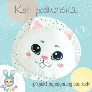 Kot bez łat projekt wykrój na poduszkę dla dzieci, poduszka w kształcie kota do uszycia