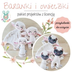 Baranek i owieczka projekt In The hoop na hafciarkę do uszycia, lamb ith sewing pattern