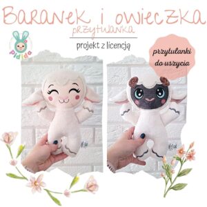 Baranek i owieczka projekt In The hoop na hafciarkę do uszycia, lamb ith sewing pattern