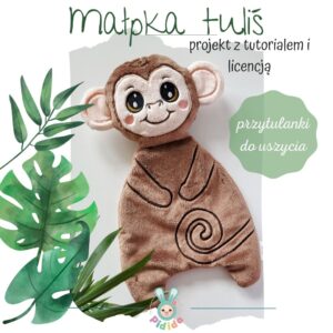 małpka projekt na hafciarkę, plikin haftów, małpka do uszycia, maskotka do uszycia handmade