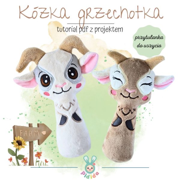 Koza do uszycia na hafciarce, kózka maskotka do uszycia diy metoda in the hoop