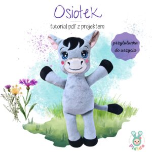 Osiołek maskotrka do uszycia n ahafciarkę, osioła przytulanka do uszycia na hafcarce, osiołek ITH