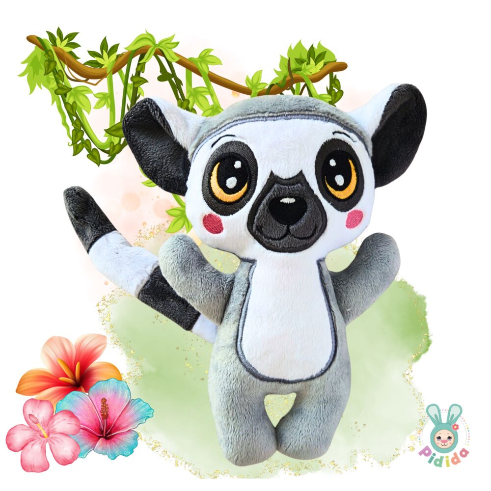 Lemur projekt do uszycia DIY na hafciarke ITH in the hoop, projekt maskotki lemur